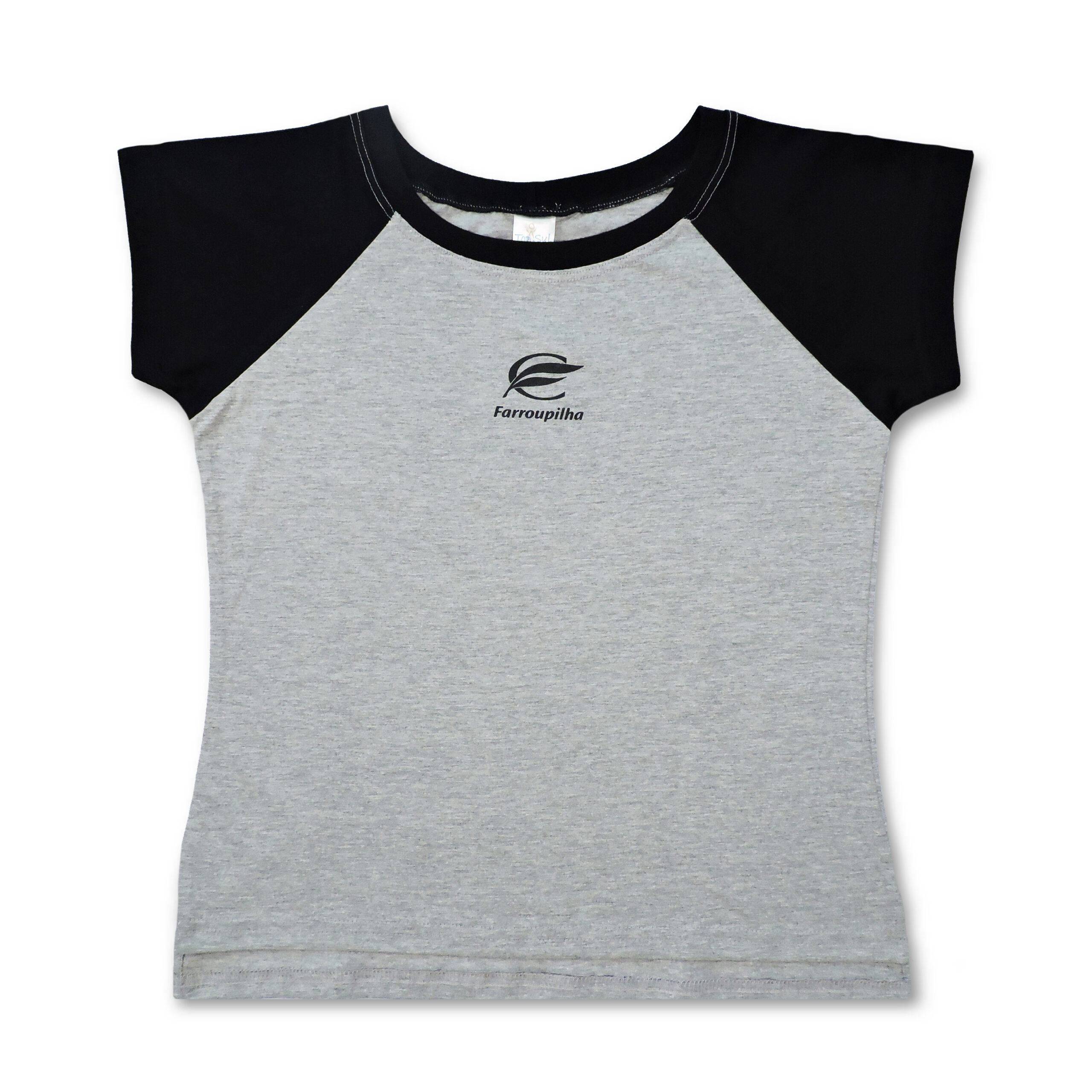 BABY ALGODÃO MANGA CURTA CINZA COM PRETO FEMININA