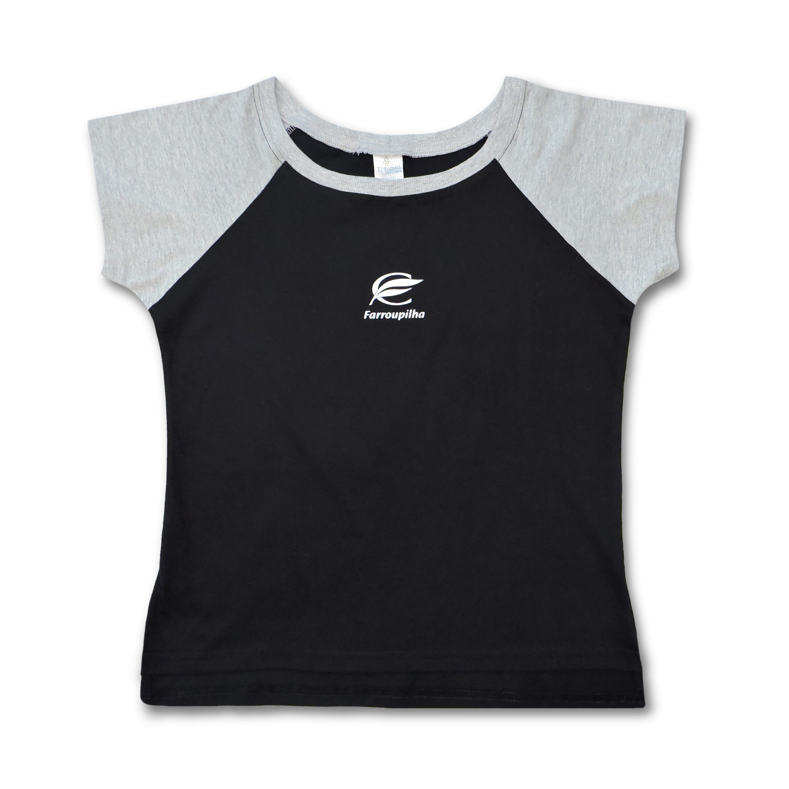 BABY ALGODÃO MANGA CURTA PRETA COM CINZA FEMININA