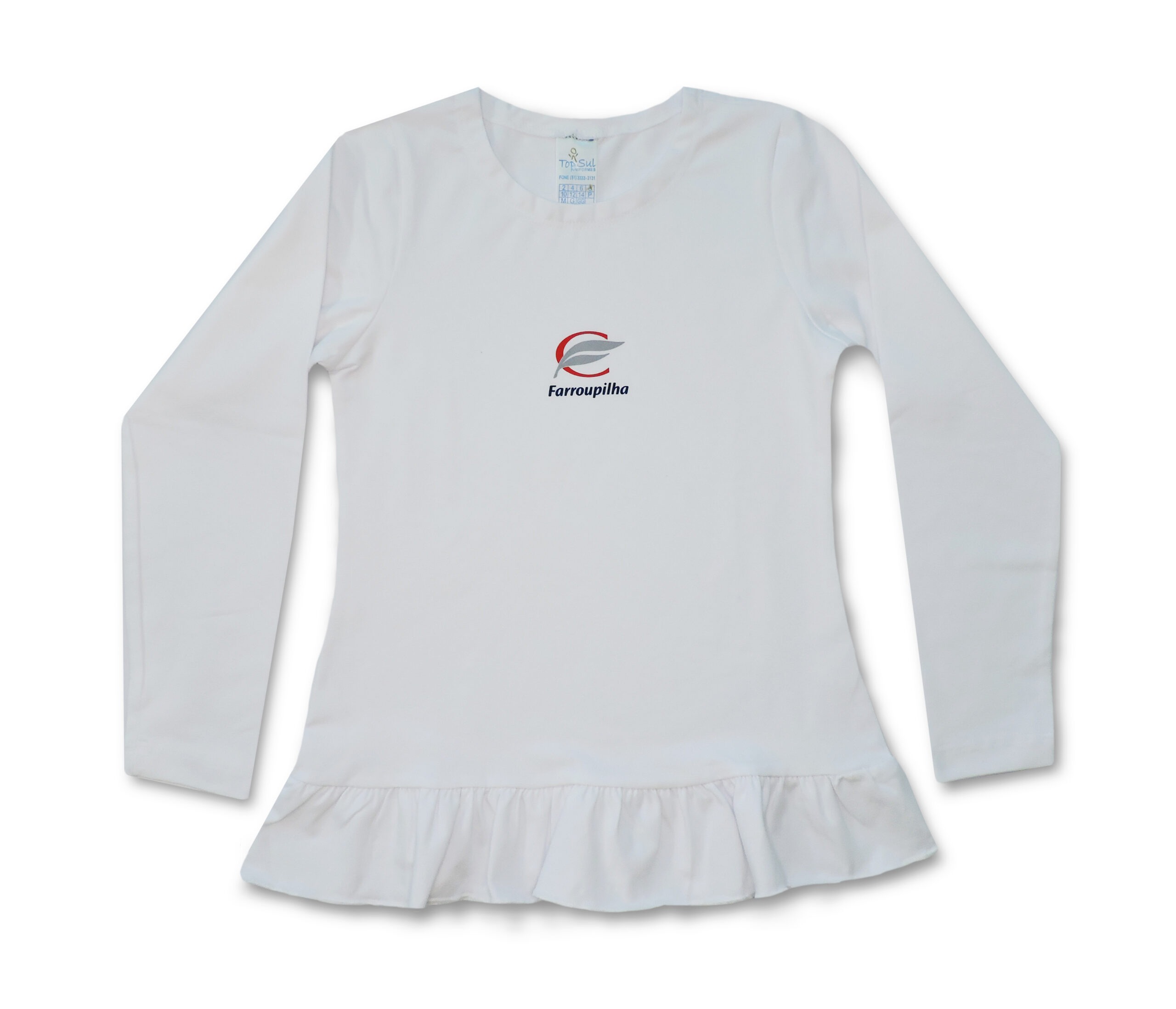 BABY COM BABADO COTON MANGA LONGA BRANCA FEMININA