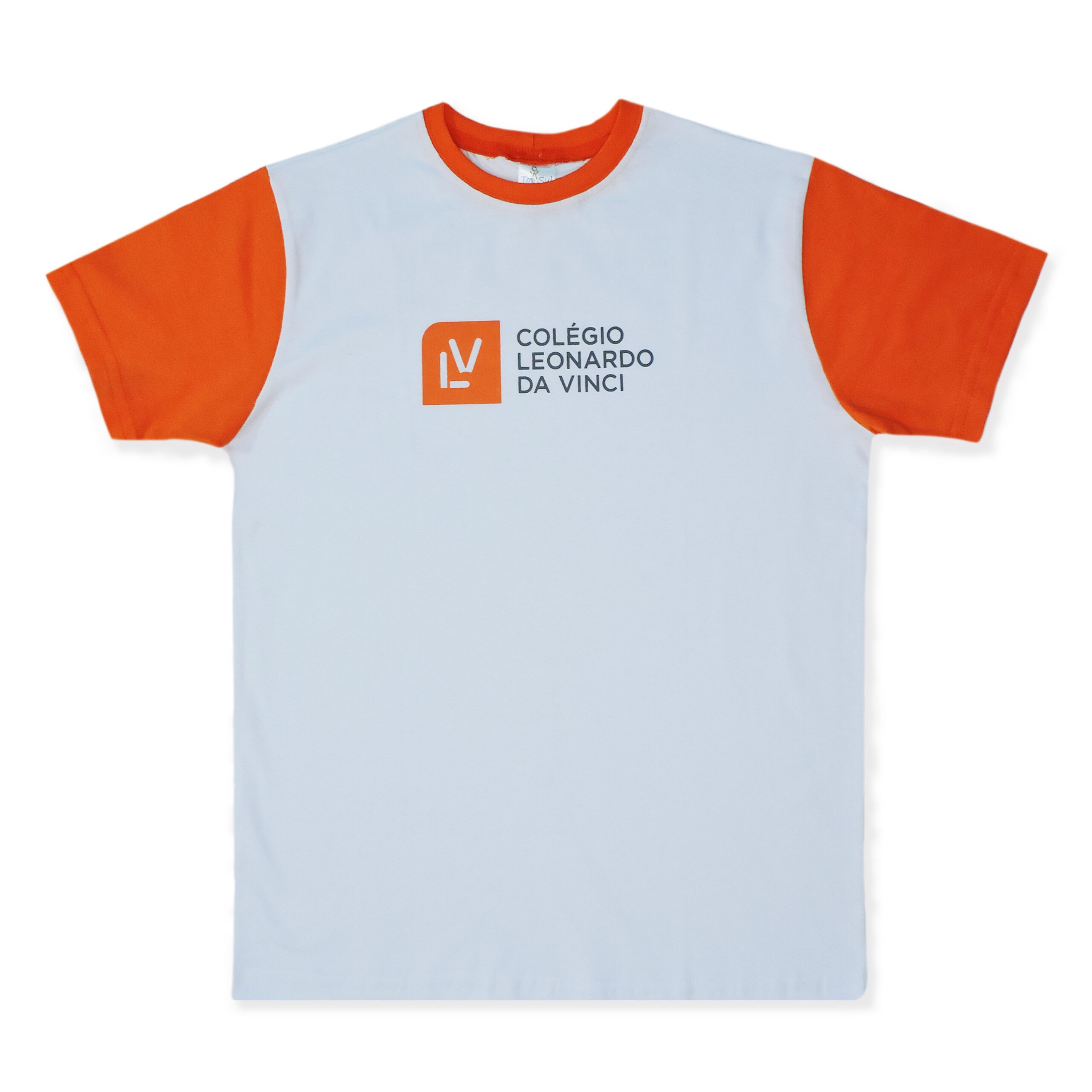 CAMISETA MANGA CURTA ALGODÃO UNISSEX BRANCA-LARANJA