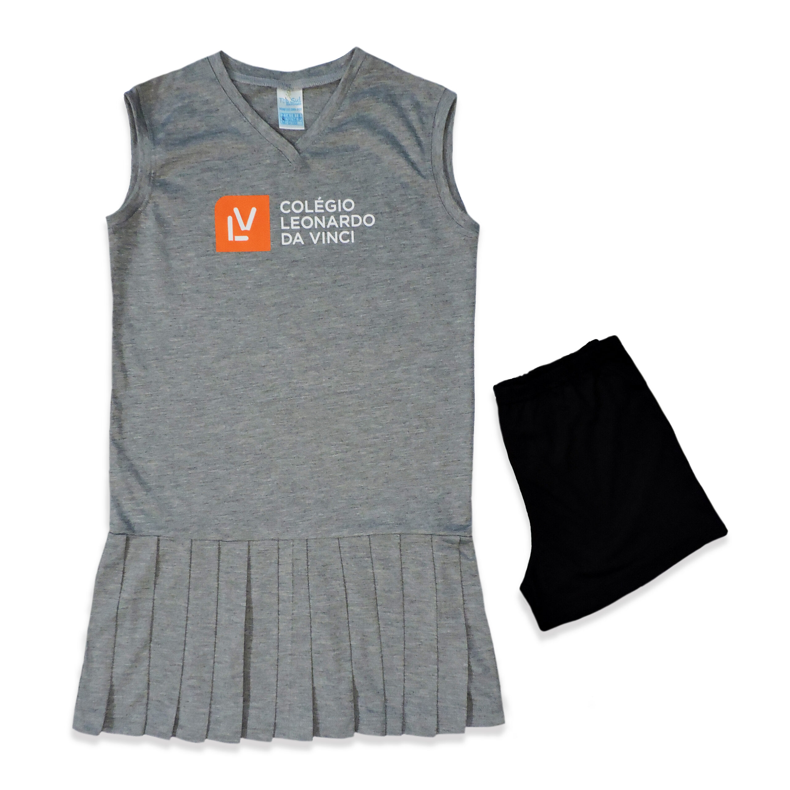 VESTIDO POLIVISCOSE COM SHORT FEMININO CINZA